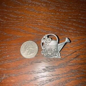 Silvertone pewter Watering Can Brooch